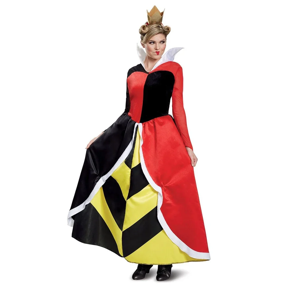 Disguise Women's Queen of Hearts Deluxe Adult Costume, red, L (12-14)